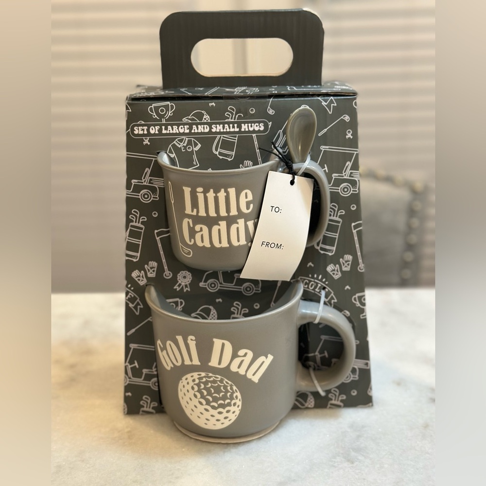 Golf Dad & Little Caddy Gray & White Mug Set